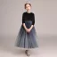 Starry Sky Navy Blue Gradient-Color Suede Winter Flower Girl Dresses 2020 A-Line / Princess Scoop Neck 3/4 Sleeve Sash Glitter Tulle Ankle Length Ruffle
