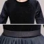 Starry Sky Navy Blue Gradient-Color Suede Winter Flower Girl Dresses 2020 A-Line / Princess Scoop Neck 3/4 Sleeve Sash Glitter Tulle Ankle Length Ruffle