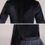 Starry Sky Navy Blue Gradient-Color Suede Winter Flower Girl Dresses 2020 A-Line / Princess Scoop Neck 3/4 Sleeve Sash Glitter Tulle Ankle Length Ruffle