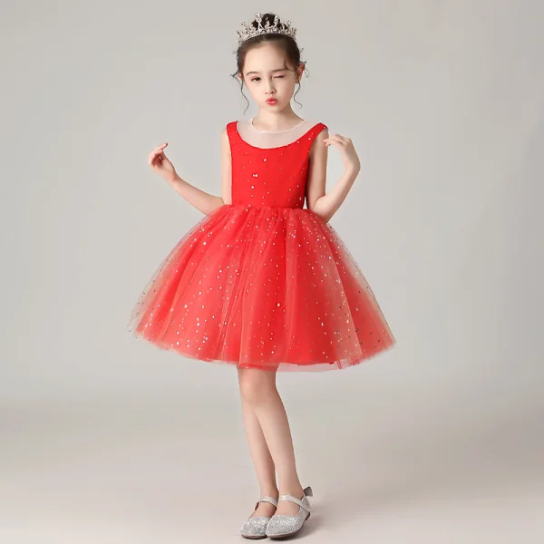 Starry Sky Navy Blue Birthday Flower Girl Dresses 2023 Ball Gown Scoop Neck Sleeveless Star Sequins Short Ruffle