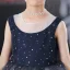 Starry Sky Navy Blue Birthday Flower Girl Dresses 2023 Ball Gown Scoop Neck Sleeveless Star Sequins Short Ruffle