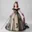 Chic / Belle Noire Anniversaire Robe Ceremonie Fille 2020 Robe Boule Encolure Dégagée Manches Courtes Appliques En Dentelle Perlage Paillettes Train De Balayage Volants