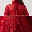 Victorian Style Burgundy See-through Birthday Flower Girl Dresses 2020 Ball Gown High Neck Puffy 3/4 Sleeve Appliques Lace Beading Glitter Tulle Floor-Length / Long Ruffle