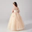 Victorian Style Champagne See-through Birthday Flower Girl Dresses 2020 Ball Gown Scoop Neck Puffy Long Sleeve Appliques Lace Star Sequins Floor-Length / Long Ruffle
