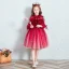 Chic / Beautiful Red See-through Birthday Flower Girl Dresses 2020 Ball Gown High Neck Puffy 3/4 Sleeve Star Sequins Short Ruffle