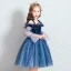 Schöne Königliches Blau Geburtstag Blumenmädchenkleider 2020 Ballkleid Off Shoulder Geschwollenes Lange Ärmel Star Pailletten Kurze Rüschen