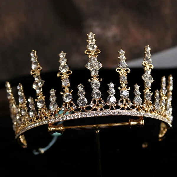 Klassisk Gull Rhinestone Har Tilbehor 2020 Metall Tiara Bryllup Tilbehør