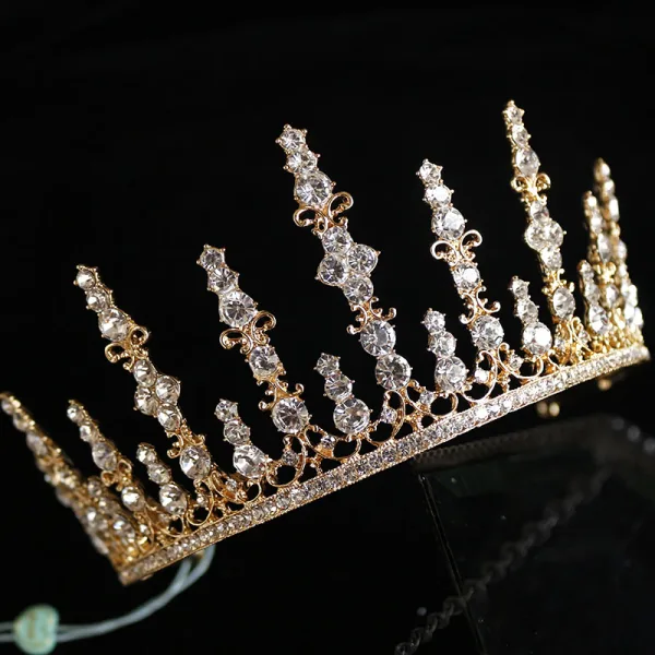 Klassisk Gull Rhinestone Har Tilbehor 2020 Metall Tiara Bryllup Tilbehør