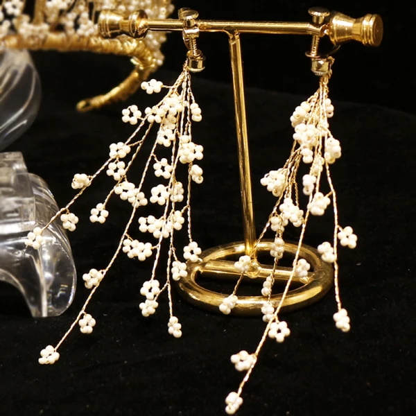 Charming Gold Bridal Jewelry 2020 Alloy Rhinestone Flower Beading Tiara Earrings Wedding Accessories