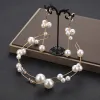 Chic / Beautiful Gold Headpieces Bridal Hair Accessories 2020 Metal Crystal Pearl Headbands Earrings Wedding Accessories