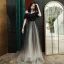 Chic / Belle Noire Robe De Soirée 2020 Princesse De l'épaule Manches Courtes Étoile Brodé Paillettes Longue Volants Robe De Ceremonie