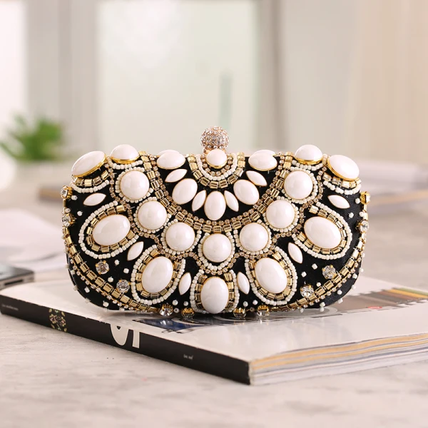 Chic / Belle Champagne Carrés Pochette 2020 Métal Perlage Faux Diamant