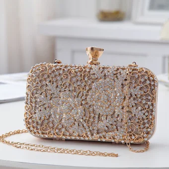 Chic Beautiful Champagne Beading Rhinestone Square Clutch Bags 2020