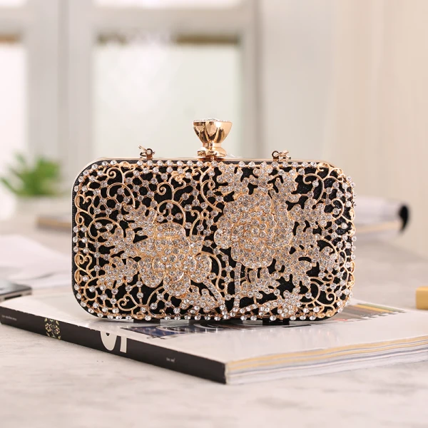 Chic / Beautiful Champagne Beading Rhinestone Square Clutch Bags 2020
