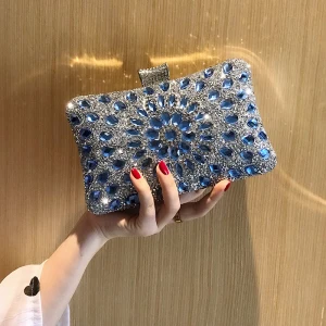 Chic Belle Bleu Roi Faux Diamant Carrés Pochette 2020