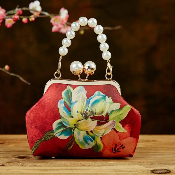 Vintage / Retro Chinese style Dark Green Clutch Bags 2020 Metal Printing Flower Polyester