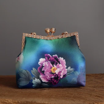 Vintage Retro Chinese Style Green Square Clutch Bags 2020 Metal Printing Flower Polyester