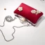 Vintage / Retro Burgundy Velour Square Clutch Bags 2020 Metal Beading Pearl Rhinestone Flower