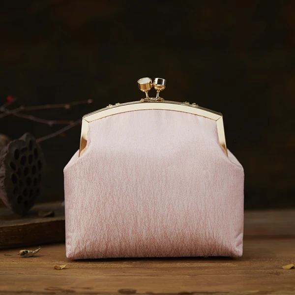 Style Chinois Perle Rose Brodé Fleur Carrés Pochette 2020