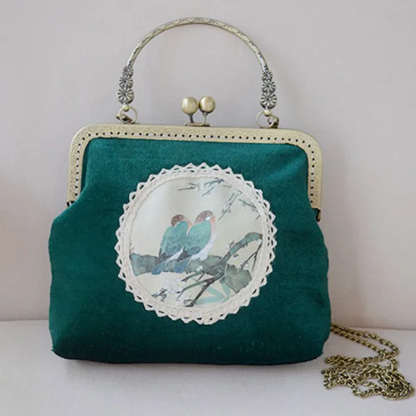 Chinese style Vintage / Retro Black Velour Embroidered Clutch Bags 2020