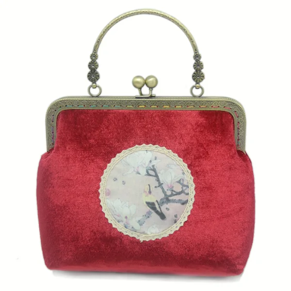 Chinese style Vintage / Retro Black Velour Embroidered Clutch Bags 2020