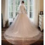 Elegant Pearl Pink Prom Dresses 2020 Ball Gown Off-The-Shoulder Short Sleeve Rhinestone Sash Glitter Tulle Chapel Train Ruffle Backless Formal Dresses
