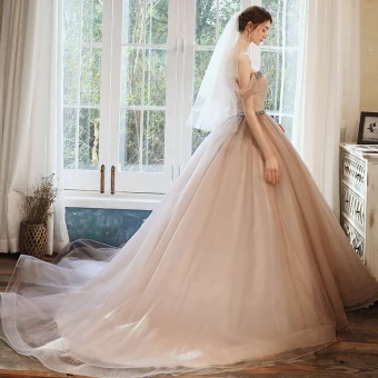 Elegant Pearl Pink Prom Dresses 2020 Ball Gown Off The Shoulder Short Sleeve Rhinestone Sash Glitter Tulle Chapel Train Ruffle Backless Formal Dresses
