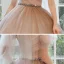 Elegant Pearl Pink Prom Dresses 2020 Ball Gown Off-The-Shoulder Short Sleeve Rhinestone Sash Glitter Tulle Chapel Train Ruffle Backless Formal Dresses