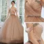 Elegant Pearl Pink Prom Dresses 2020 Ball Gown Off-The-Shoulder Short Sleeve Rhinestone Sash Glitter Tulle Chapel Train Ruffle Backless Formal Dresses