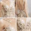 Charming Grey Evening Dresses  2020 A-Line / Princess See-through Scoop Neck Short Sleeve Appliques Lace Beading Sweep Train Ruffle Backless Formal Dresses