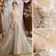 Charming Grey Evening Dresses  2020 A-Line / Princess See-through Scoop Neck Short Sleeve Appliques Lace Beading Sweep Train Ruffle Backless Formal Dresses