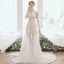 Illusion Ivoire Chiffon Été La Mariée Robe De Mariée 2020 Princesse Encolure Dégagée Sans Manches Appliques En Dentelle Perlage Tribunal Train Volants
