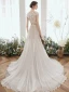 Illusion Ivoire Chiffon Été La Mariée Robe De Mariée 2020 Princesse Encolure Dégagée Sans Manches Appliques En Dentelle Perlage Tribunal Train Volants