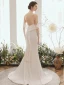 Elegant Ivory Evening Dresses  2020 Trumpet / Mermaid Pearl Halter Short Sleeve Sweep Train Ruffle Backless Formal Dresses