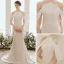 Elegant Ivory Evening Dresses  2020 Trumpet / Mermaid Pearl Halter Short Sleeve Sweep Train Ruffle Backless Formal Dresses