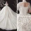 Vintage / Originale Champagne Grande Taille Robe De Mariée 2020 Transparentes Col Haut Manches Courtes Dos Nu Perlage Gland Appliques En Dentelle Paillettes Cathedral Train Volants