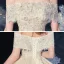Schöne Champagner Hochzeits Brautkleider / Hochzeitskleider 2020 Ballkleid Off Shoulder Spaghettiträger Kurze Ärmel Rückenfreies Applikationen Spitze Perlenstickerei Glanz Tülle Kathedrale Schleppe Rüschen