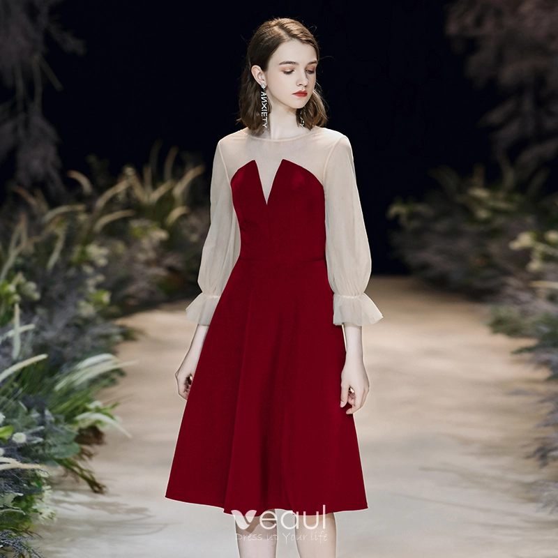knee length red bodycon dress Strapless Red Bodycon Short Dress with Train – Ohmollydress