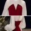 Modest / Simple Burgundy See-through Homecoming Graduation Dresses 2020 A-Line / Princess Scoop Neck Puffy 3/4 Sleeve Knee-Length Ruffle Backless Formal Dresses