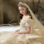 Luxe Champagne La Mariée Robe De Mariée 2020 Robe Boule De l'épaule Manches Courtes Dos Nu Appliques En Dentelle Perlage Royal Train Volants