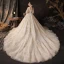 Victorian Style Champagne Bridal Wedding Dresses 2020 Ball Gown Off-The-Shoulder Puffy Long Sleeve Backless Appliques Sequins Beading Glitter Tulle Cathedral Train Ruffle