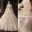 Victorian Style Champagne Bridal Wedding Dresses 2020 Ball Gown Off-The-Shoulder Puffy Long Sleeve Backless Appliques Sequins Beading Glitter Tulle Cathedral Train Ruffle