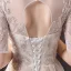 Affordable Champagne See-through Wedding Dresses 2020 A-Line / Princess Scoop Neck 1/2 Sleeves Backless Appliques Sequins Beading Glitter Tulle Sweep Train Ruffle
