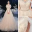Chic / Belle Champagne La Mariée Robe De Mariée 2020 Princesse De l'épaule Manches Courtes Dos Nu Appliques Paillettes Perlage Glitter Tulle Cathedral Train