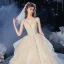 Romantic Champagne Bridal Wedding Dresses 2020 Ball Gown Spaghetti Straps Sleeveless Backless Leaf Appliques Lace Sequins Beading Cathedral Train Ruffle