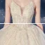 Romantic Champagne Bridal Wedding Dresses 2020 Ball Gown Spaghetti Straps Sleeveless Backless Leaf Appliques Lace Sequins Beading Cathedral Train Ruffle