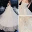 Romantic Champagne Bridal Wedding Dresses 2020 Ball Gown Spaghetti Straps Sleeveless Backless Leaf Appliques Lace Sequins Beading Cathedral Train Ruffle
