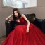 Elegant Red Evening Dresses  2020 A-Line / Princess Strapless Sleeveless Beading Pearl Rhinestone Glitter Tulle Flower Sash Floor-Length / Long Backless