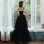 Chic / Beautiful Black Evening Dresses  With Shawl 2020 A-Line / Princess Spaghetti Straps Sleeveless Appliques Flower Beading Rhinestone Sequins Tulle Floor-Length / Long Ruffle