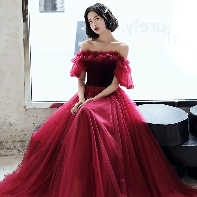 sachin and babi light blue dress Knee Length Ball Gown Off Shoulder Sleeve Red Party Dress – misaislestyle